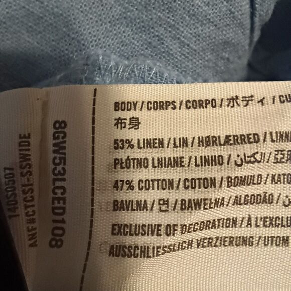 Abercrobie Fitch Oversized Y2K Linen Cotton Button Up Shirt M Big Front Pocket - Picture 5 of 5